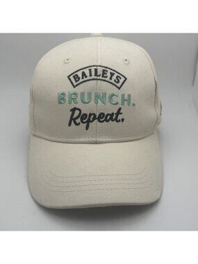 Baileys Brunch Repeat Adjustable Baseball Cap Hat Beige Cream Embroidered Logo